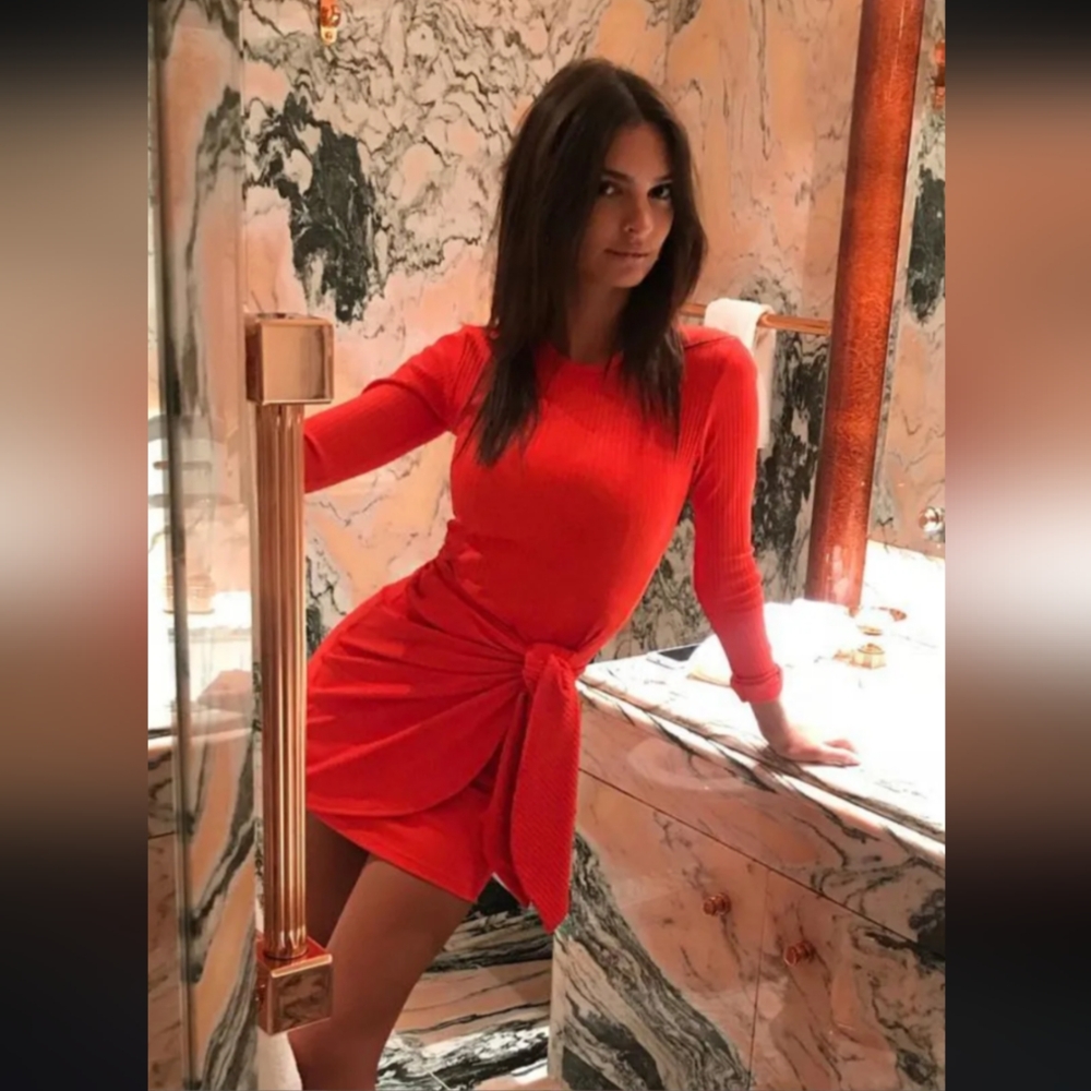 The Line by K Red Sheath Dress Long Raglan Sleeves